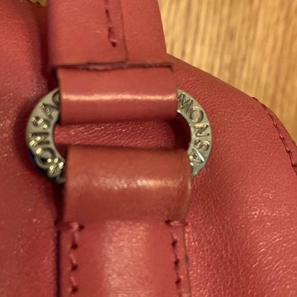 Monsac Original vintage pink 2 handle zip footed leather mini satchel bag EUC - Picture 7 of 15